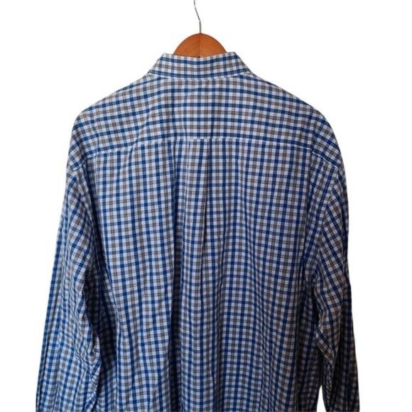 Peter Millar Dress Button Down Shirt White Blue Gray Check XXL‎ 100% Cotton - Picture 9 of 9